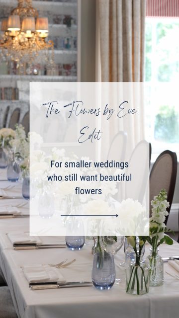Planning a smaller London wedding but still want beautiful wedding flowers.

Let me introduce The Flowers by Eve Edit, beautifully curated wedding flowers designed for smaller weddings, without the fuss and with no minimum spend.

Think seasonal, stylish and beautiful wedding flowers, created in my signature style. 

Choose your colour palette – crisp whites and greens, soft pastel, moody winter tones, or joyful spring splashes of colour.

Choose your style – loose and natural, romantic and full, or something modern  and elegant.

I will then select the most beautiful seasonal blooms to create your wedding flowers for your ceremony, wedding party and  reception.

For your reception, think tables full of simple, pretty bud vases, just like this summer wedding @50cheyne 

Want to know more drop me a DM