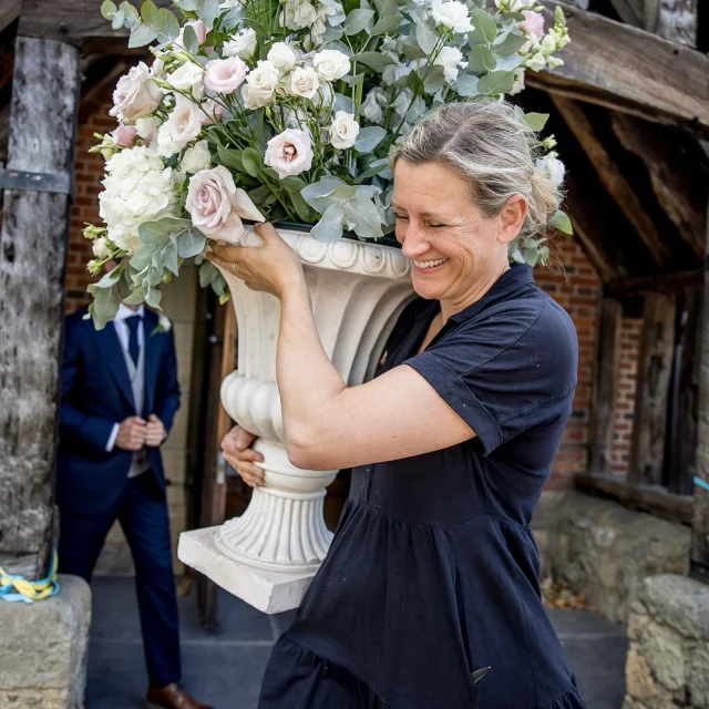 Time to say hi and show may face again before wedding season kicks off and I am knee deep in flowers and logistics for my lovely weddings this year.
⠀⠀⠀⠀⠀⠀⠀⠀⠀
I am Nicola the creative heart and soul behind Flowers by Eve – not often photographed  but seen here “effortlessly” repurposing some wedding flowers after a church ceremony to the venue. Thank you @richardmurgatroydphotography for the photo. 
⠀⠀⠀⠀⠀⠀⠀⠀⠀
I love creating elegant and romantic floral designs for my couples and bringing their flower visions to life for their special day. There is nothing better than hearing I nailed the brief and that the couple and their guests loved the flowers. 
⠀⠀⠀⠀⠀⠀⠀⠀⠀
Even after 20 years I still get butterflies when I deliver the bouquet and see the reaction. 
⠀⠀⠀⠀⠀⠀⠀⠀⠀
Seeing everything come together on the day is the best part of being a wedding florist. Knowing all the logistics and hard work leading up to the day and on the day have paid off and everything is as it should be. 
⠀⠀⠀⠀⠀⠀⠀⠀⠀
Whilst I’m here and showing my face I’ve put together a few more behind the scenes of me, so scroll through to see me captured in my natural habit. 
⠀⠀⠀⠀⠀⠀⠀⠀⠀
And if you are looking for a florist for your wedding I’d love to hear from you. You can get in touch via email or my website contact form (link in bio) ⬆️