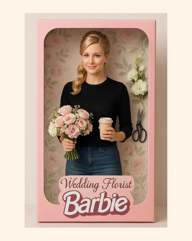 Have you jumped on the ChatGPT trend?

Meet Wedding Florist Barbie. She has all the essentials, bouquet in hand, coffee on the go and scissors ready.

Scroll across to meet Nicola Eve - Wedding Florist Barbie and my brand  photo that inspired it all by @gillflettweddingphotography 

Which do you prefer and more importantly would you trust Wedding Florist Barbie to do your wedding flowers?